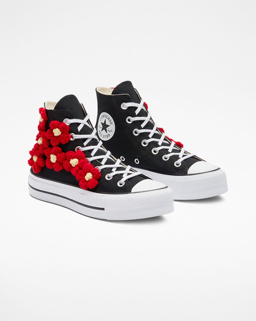 Pantofi Platforma Dama Converse Chuck Taylor All Star Lift 3D Floral Inalti Rosii Flori | RO ERUAY106